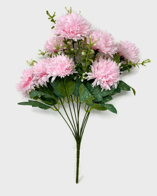 9 Stem Spiky Chrysanthemum & Eucalyptus - Light Pink