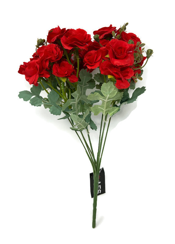 9 Stem Multiple Head Mini Rose Bush - Red — Artificial Floral Supplies
