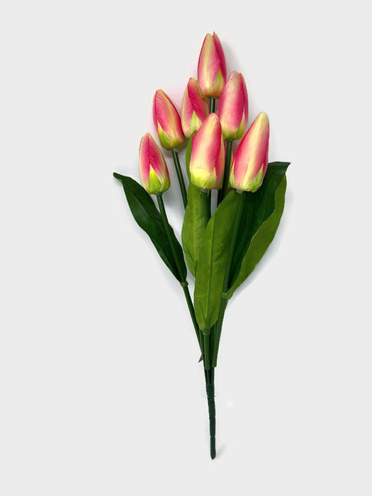 9 Stem Tulip Bush x 44cm - Creamy Pink