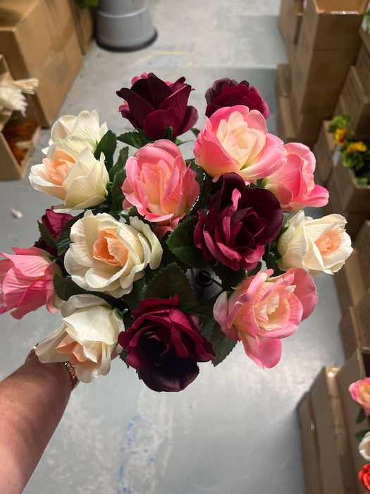 Pre-filled Rose  Grave Pot - Pink & Red