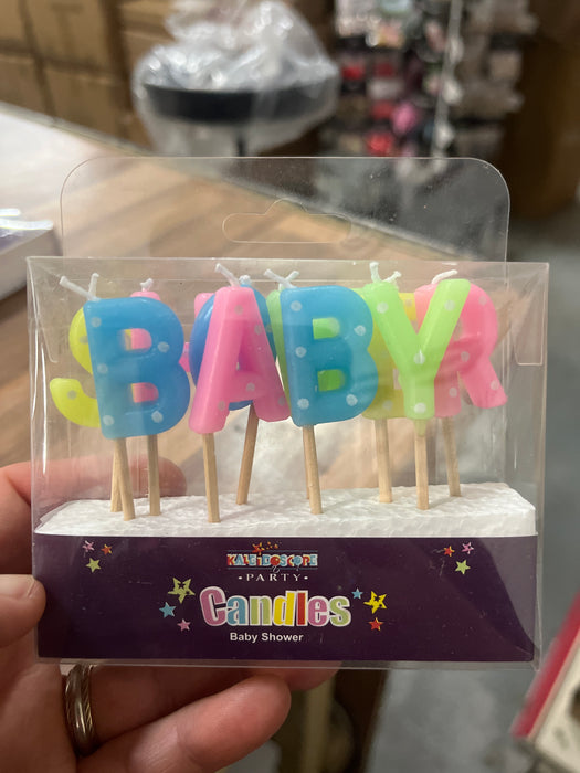 Assorted Colour Spotty Baby Shower Candles