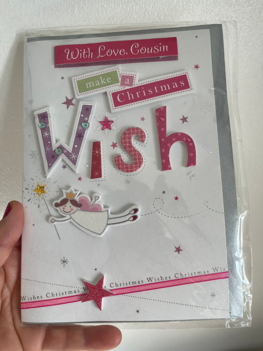 7x5" Card - Cousin - Make a Christmas Wish