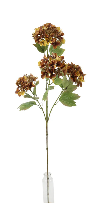 Hydrangea Spray - Yellow/Brown (88cm long with 4 heads)