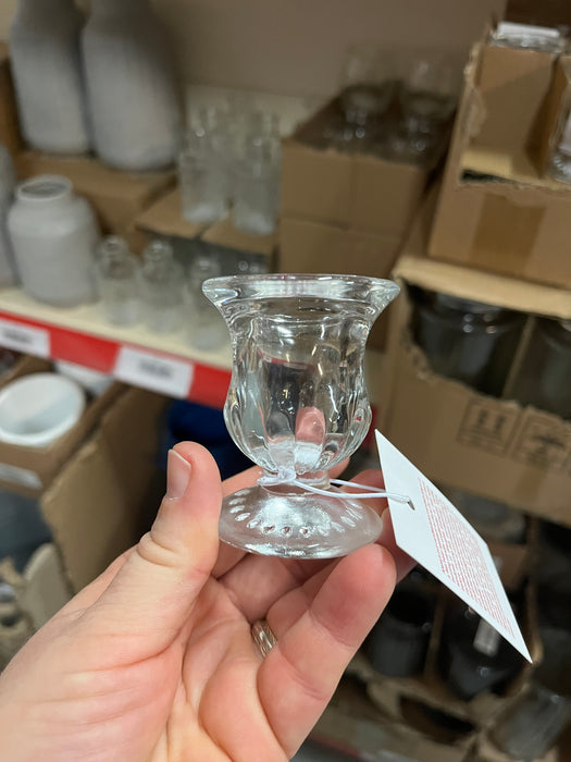 Clear Glass Candle Stick Holder Height 6.4cm