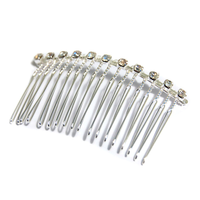Metal Diamond Hair Comb 3.5 x 7.4cm Pack of 3