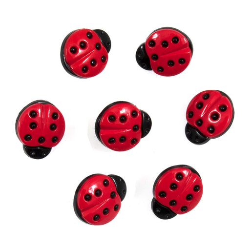 Novelty Buttons Packs of 7 Ladybirds