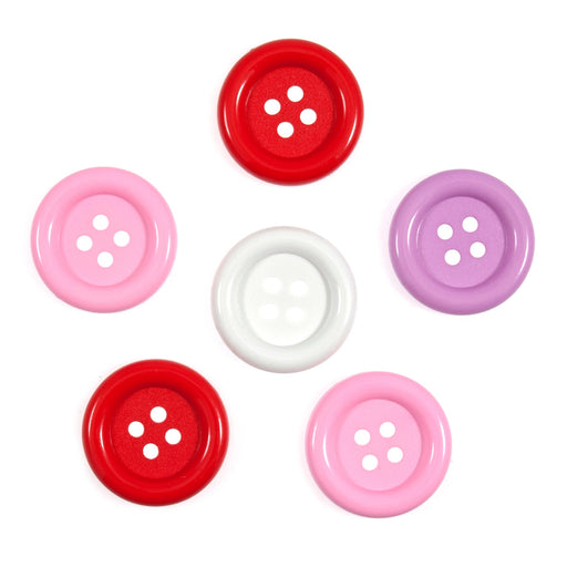 Craft Buttons Giant Pack of 6 - Pink, Purple, & Red