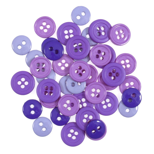 Craft Buttons Pack of 125 - Mix of 2-Hole and 4-Hole - Purple Shades