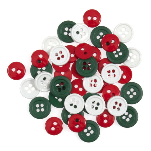 Craft Buttons Pack of 125 - Mix of 2-Hole and 4-Hole - Red & Green
