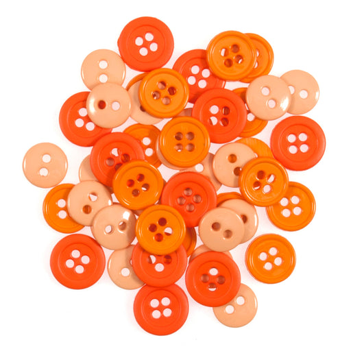 Craft Buttons Pack of 125 - Mix of 2-Hole and 4-Hole - Orange