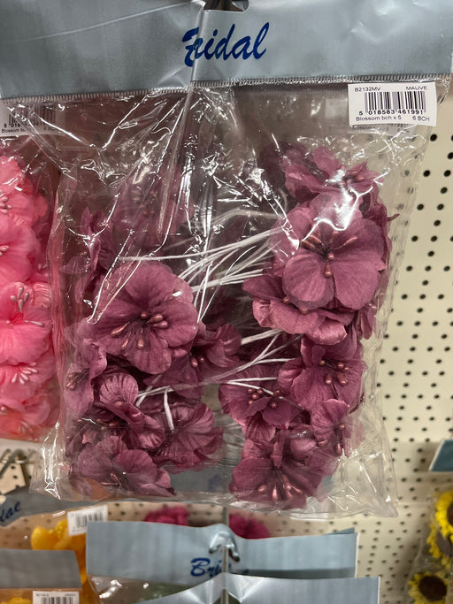 6 Bunches! Small Spring Blossom Mauve  - 5cm Head Size