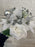 REDUCED Rose, Dahlia + Poinsettia Bauble & Holly Grave Vase Container  - White