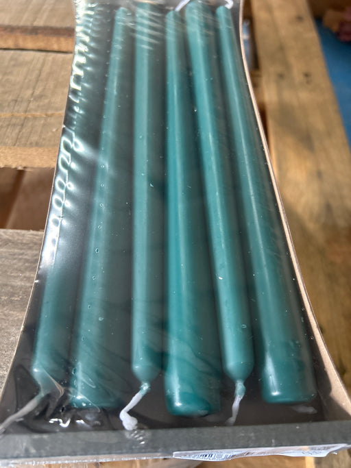 250 mm x 23 mm Tapered Candles Box of 12 - Sea Green