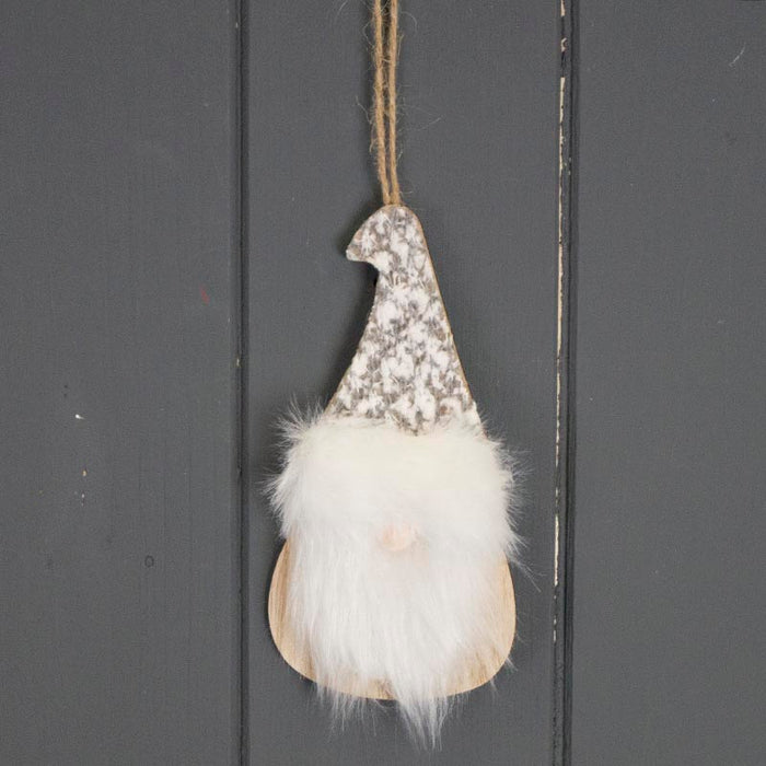 Hanging Wooden Winter Santa x 10cm