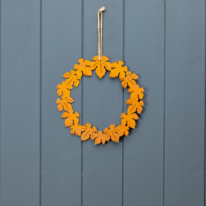 20cm Metal Autumn Leaf Wreath