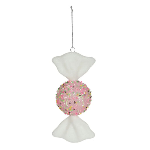 Beaded Candy Style Round Hanging Decoration - Pink - H18cm