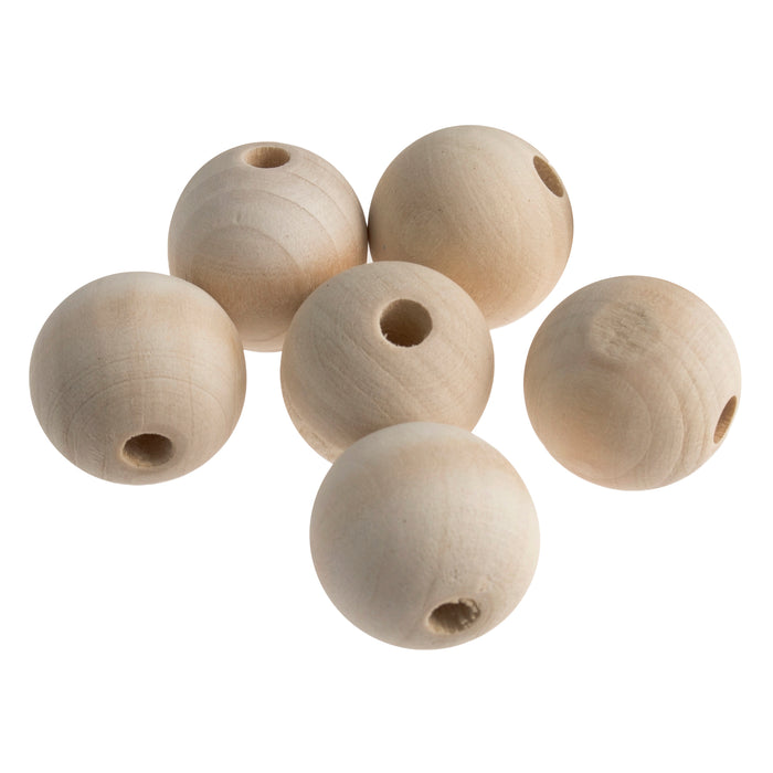 Beads Wooden - 3cm - Packs of 6