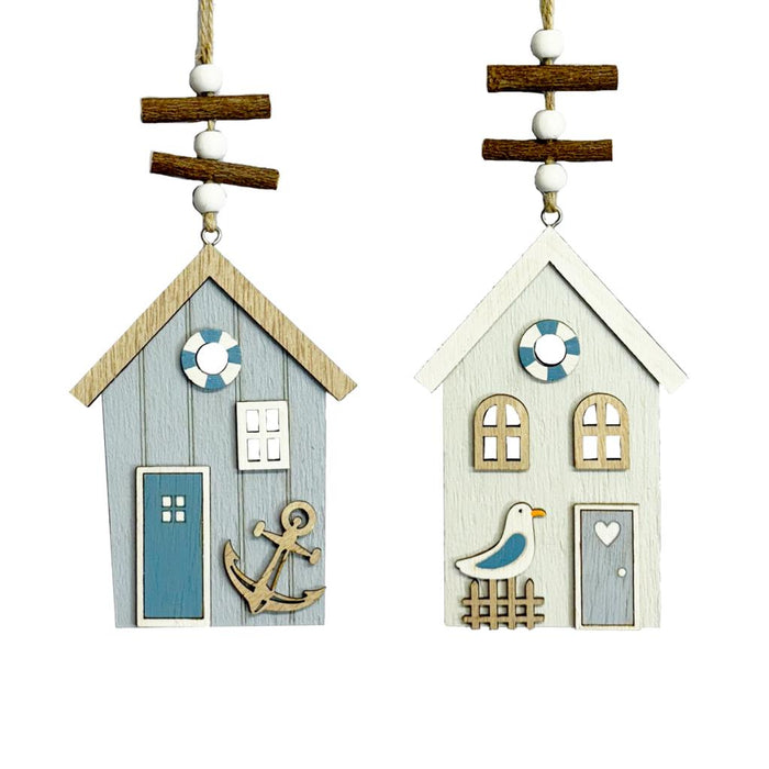 Coastal Wooden Hanging House Decoration x 29cm - One Selected At Random