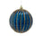 Blue Pumpkin Bauble with Gold Glitter Stripes x 8cm