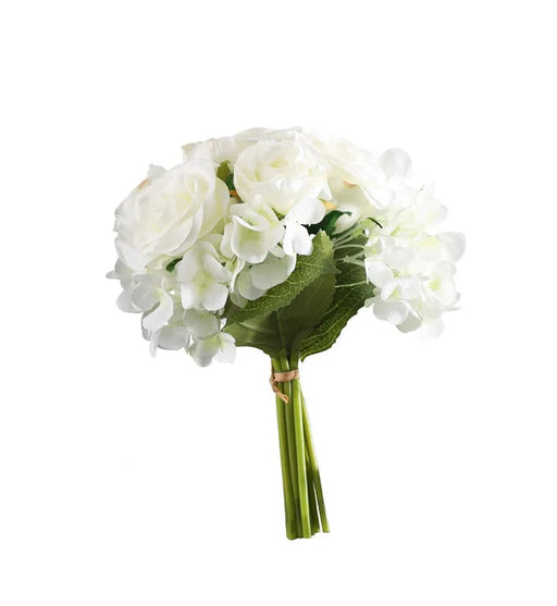 Bridesmaid Rose & Hydrangea Bouquet x Height 25cm - White