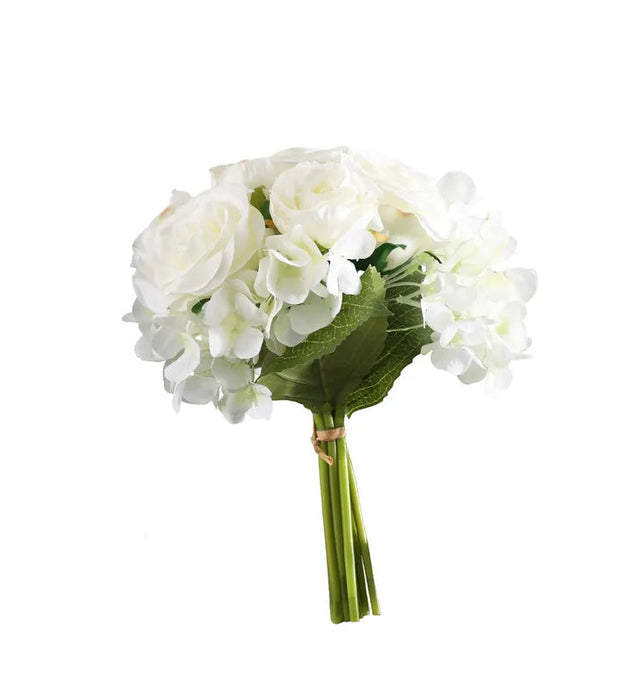 Bridesmaid Rose & Hydrangea Bouquet x Height 25cm - White