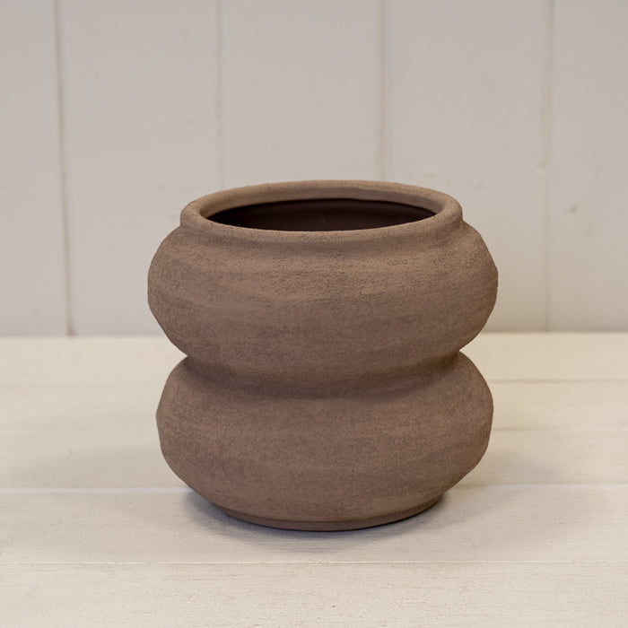 Brown Textured Stone Sculptured Vase x H12.2cm