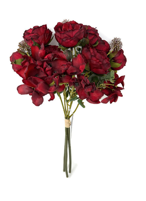 Burgundy Dried Look Peony & Hydrangea Bundle x 35cm