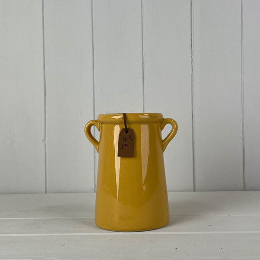Burnt Yellow Ceramic Pot x 14cm Tall