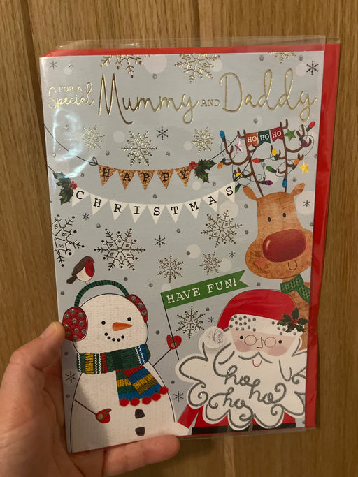 9X6" Christmas Card - Mummy & Daddy - Snowman . Santa , Reindeer image
