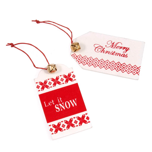 Craft Embellishment - Merry Christmas Tag with Bell -  Pack of 2