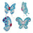 Craft Sticker Embellishments - Blue Sparkling Butterflies - 4-5cm Pack of 4