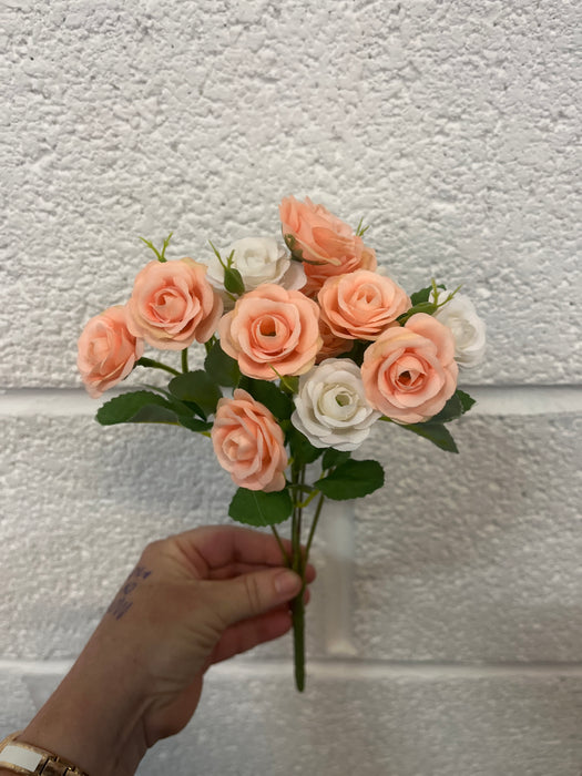33cm wild meadow mini rose salmon peach and ivory