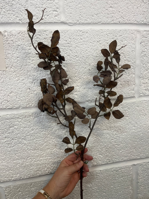 77cm dried look brown rose leaf stem