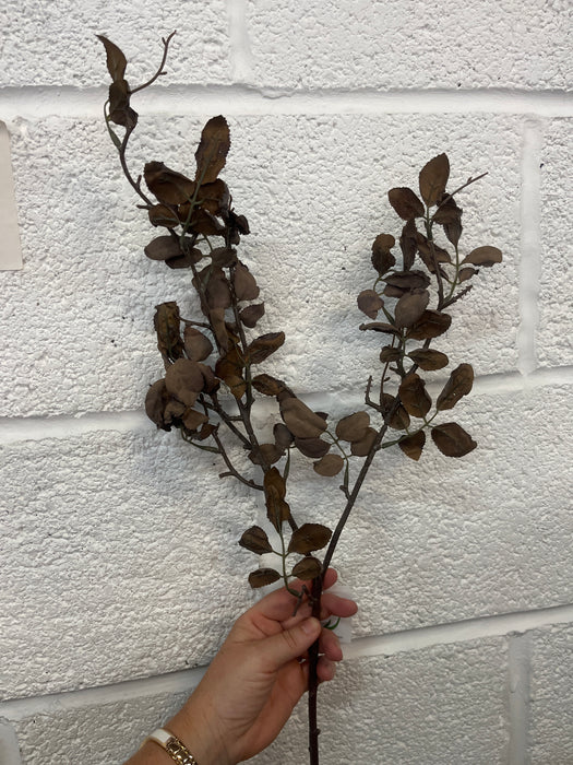 77cm dried look brown rose leaf stem