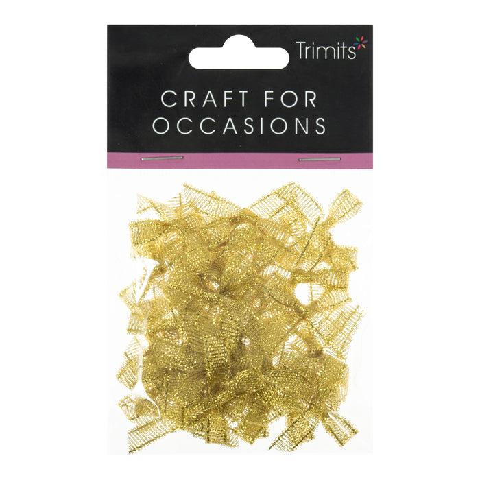 36 x 6mm Gold Metallic Bows