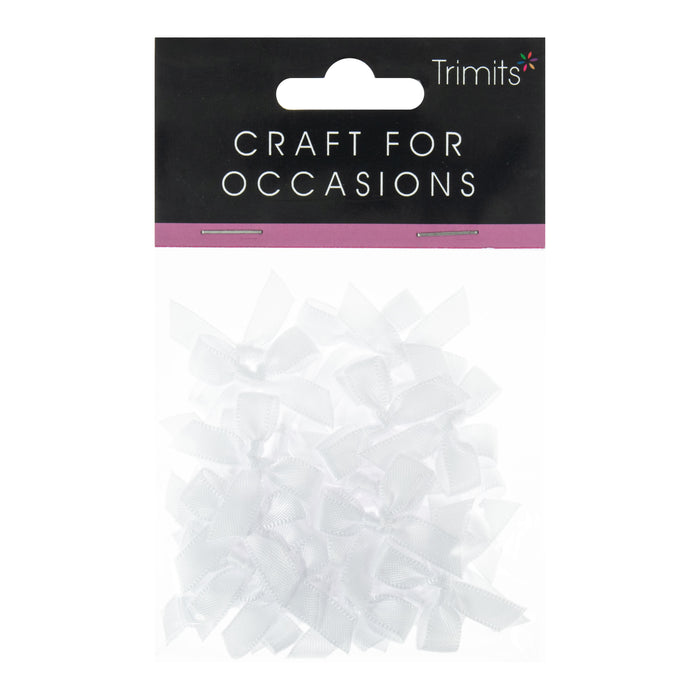 36 x 6mm White Satin Bows