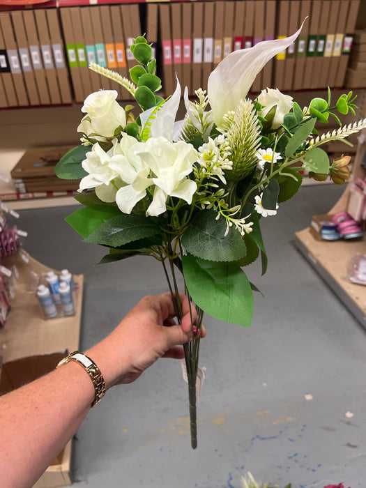 Ivory calla lily rose and hydrangea bush