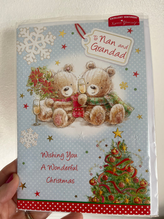 7x5" Christmas Card - Nan and Grandad - Bear image