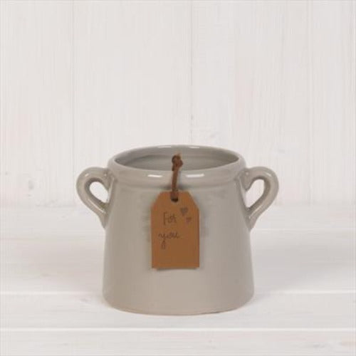 Grey Ceramic Vase with Handles x 8cm
