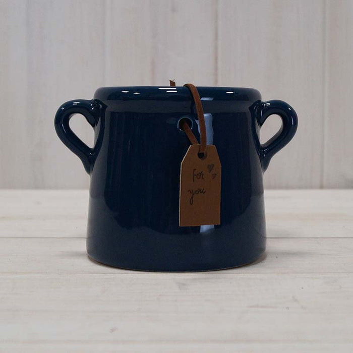 Blue Ceramic Vase with Handles x  8cm