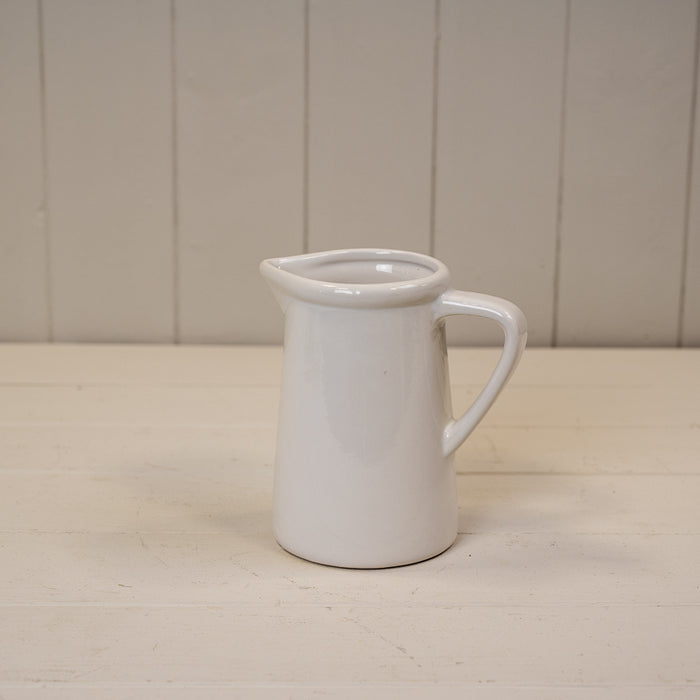 Medium White Ceramic Jug - H14cm