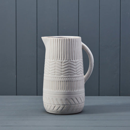 White Patterned Ceramic Jug  26.5cm