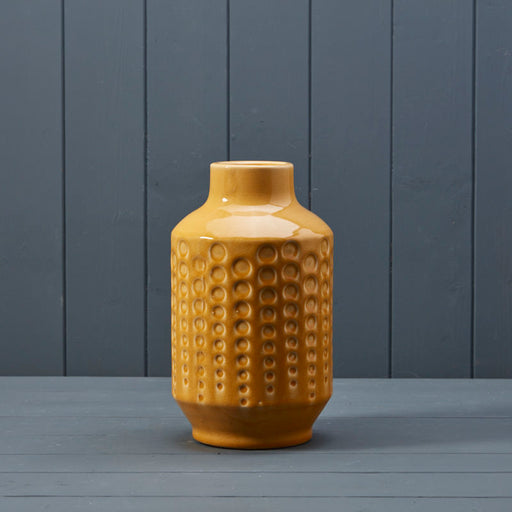 Dimpled Yellow Ceramic Vase x  25cm