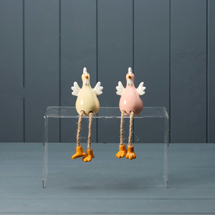 Single Ceramic Chicken with Dangly Legs  - One Colour Picked at Random