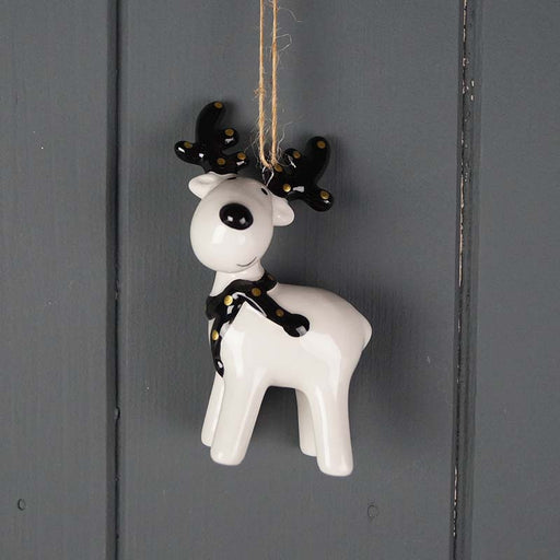 Ceramic Hanging Deer - 8.8 x 5.2cm - Black  