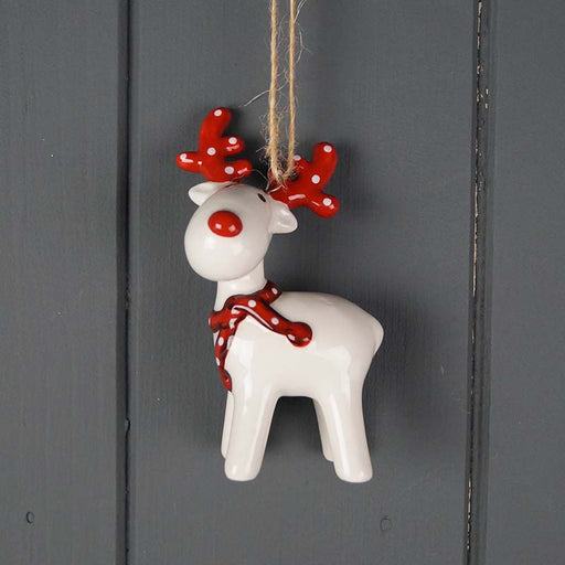 Ceramic Hanging Deer - 8.8 x 5.2cm - Red