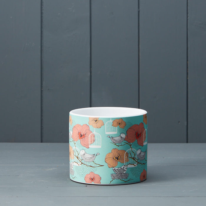 Floral Bird Cage Ceramic Pot x 12cm