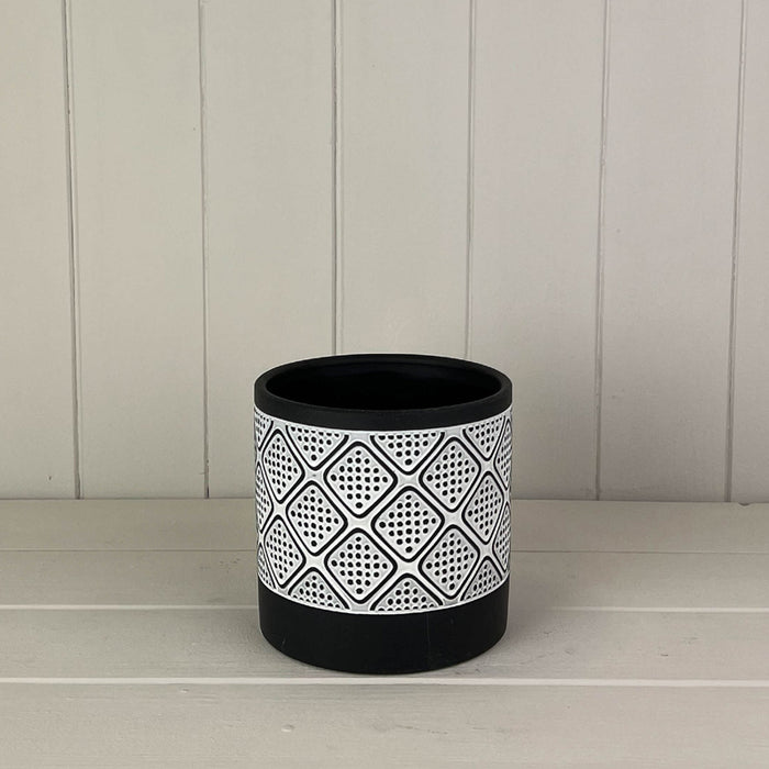 Round Black Diamond Cement Pot x Height 13cm