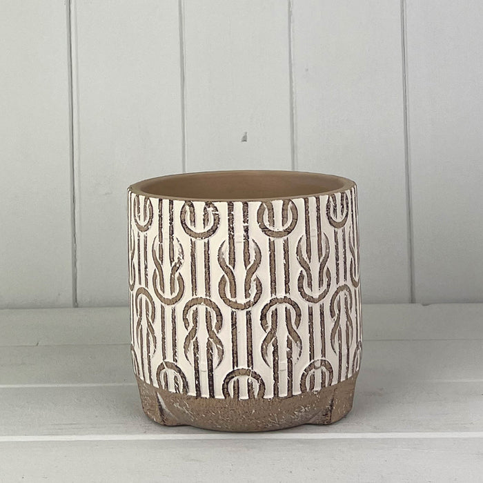 Neutral Cement Link Design Pot x Height 12cm