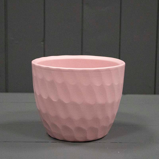 Griebling Ceramic Carve Pot x 13cm - Matt Rose